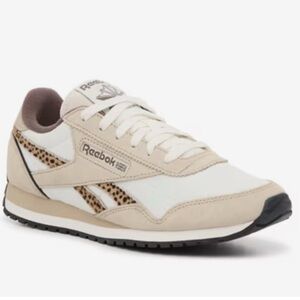 NWT sz 6 Reebok Cream and Brown Sneakers with Animal Print